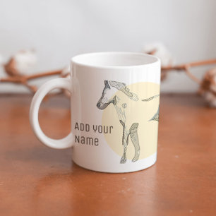 Taza De Café Personalizable Coma Moderna Mínima Cuta Caballo Un