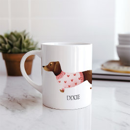 Taza De Café Personalizable cutáneo dachshund acuarela