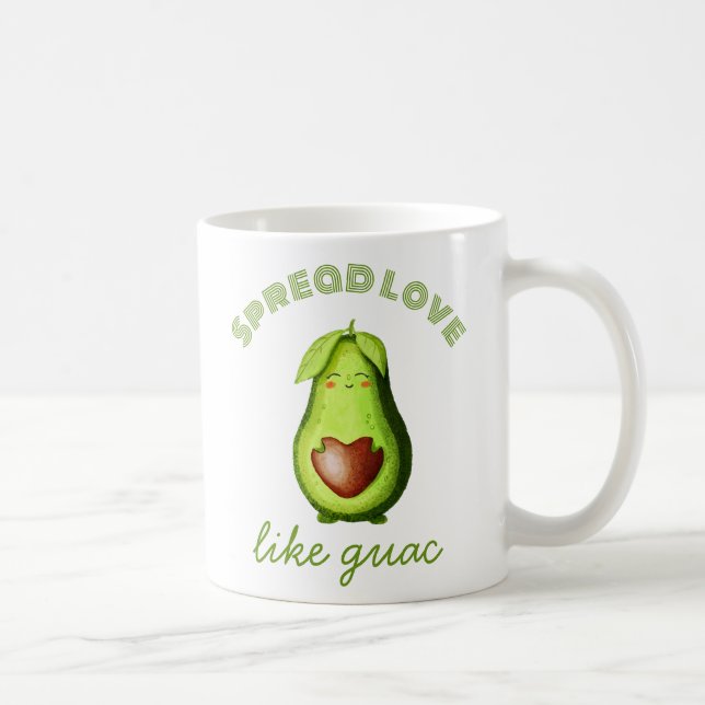 Taza De Café Personalizable Cute Aguacate, arte original dibuja (Derecha)