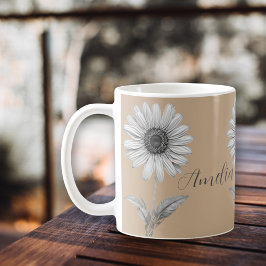 Taza De Café Personalizable de flores de cute daisy