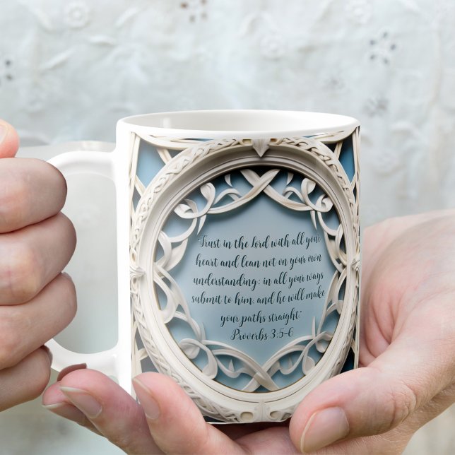 Taza De Café Personalizable de marco trenzado blanco versículo (Subido por el creador)