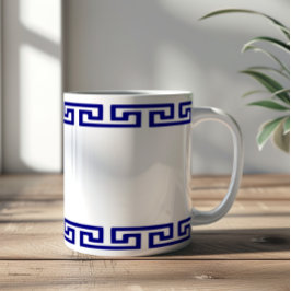 Taza De Café Personalizable de patrón griego minimalista