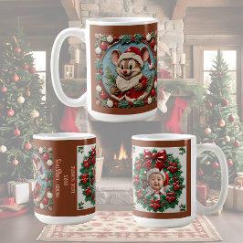 Taza De Café Personalizable de ratón de Navidades excitadas