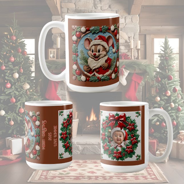 Taza De Café Personalizable de ratón de Navidades excitadas (Subido por el creador)