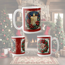 Taza De Café Personalizable de velas de Navidades blancos