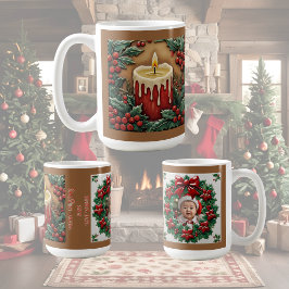 Taza De Café Personalizable de velas de Navidades rojos