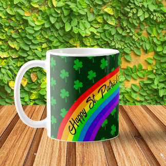 Taza De Café Personalizable del Día del Arcoiris Verde