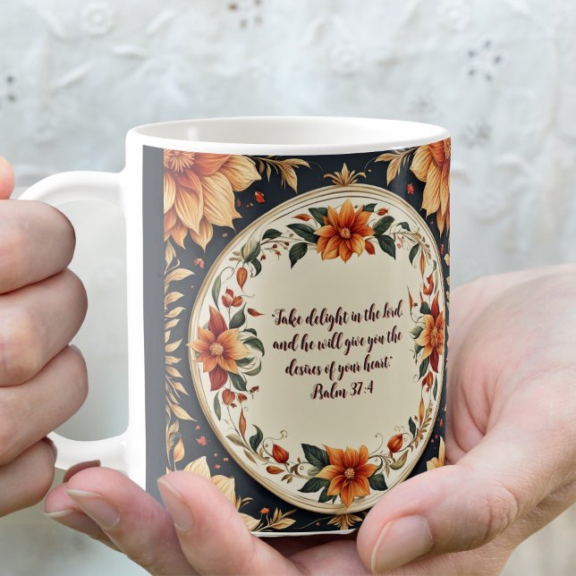 Taza De Café Personalizable del marco de la flor de otoño (Subido por el creador)