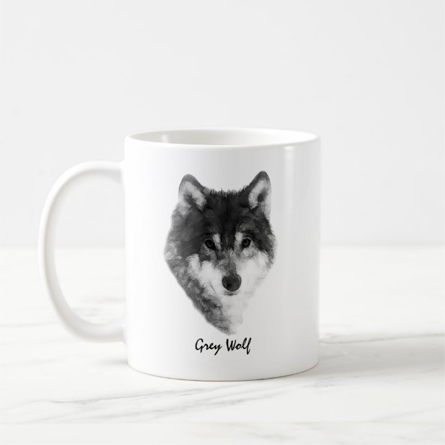 Taza De Café Personalizable elegante Gray Wolf (Izquierda)