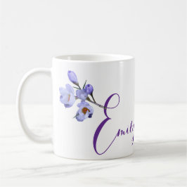 Taza De Café Personalizable Emily nombre bonito crocus azul flo