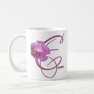 Taza De Café Personalizable Emma nombre bonito rosa rosa floral