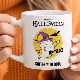 Taza De Café Personalizable Fantasma Amigable Halloween