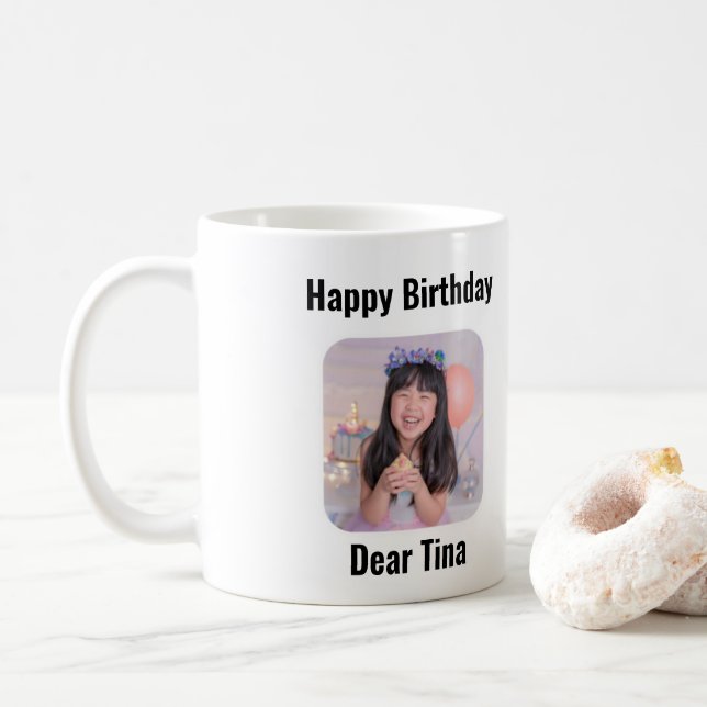 Taza De Café Personalizable Feliz cumpleaños Mug (Con donut)