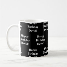 Taza De Café Personalizable Feliz Cumpleaños Texto | Blanco y n