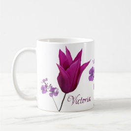 Taza De Café Personalizable flores de primavera púrpura Victori
