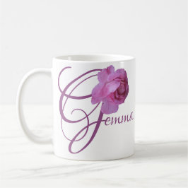 Taza De Café Personalizable Gemma nombre bonito flores rosadas