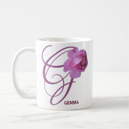 Taza De Café Personalizable Gemma nombre bonito flores rosadas