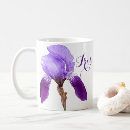 Taza De Café Personalizable Iris chica nombre flores de primave