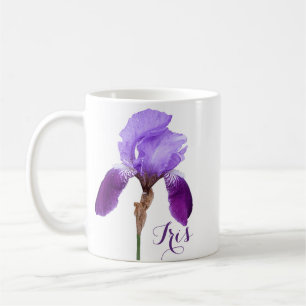 Taza De Café Personalizable Iris nombre bonito iris morado flor