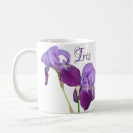 Taza De Café Personalizable Iris nombre purple iris primavera f