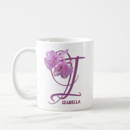 Taza De Café Personalizable Izabella nombre flores rosadas boho