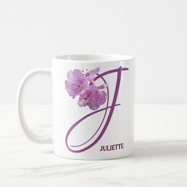 Taza De Café Personalizable Juliette nombre bonito boho floral  (Izquierda)