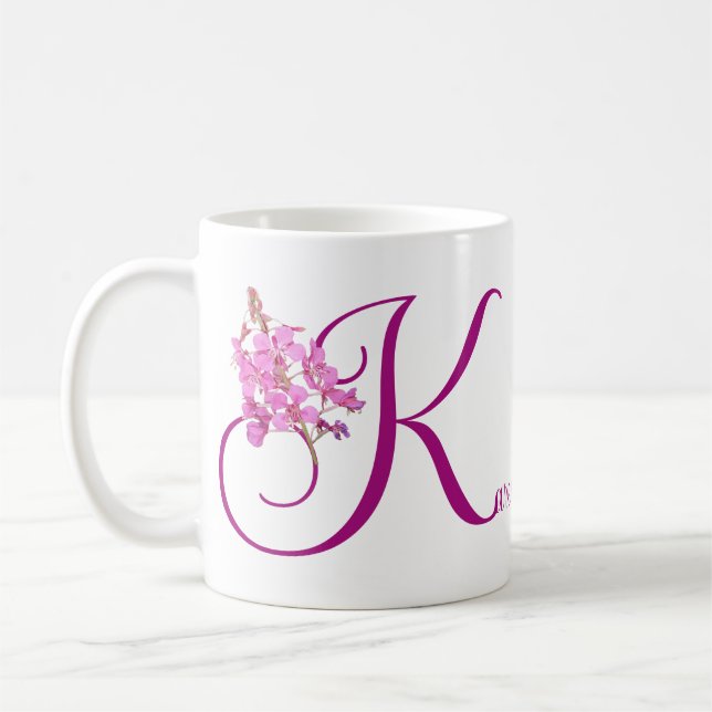 Taza De Café Personalizable Karen nombre monograma bonito pulga (Izquierda)