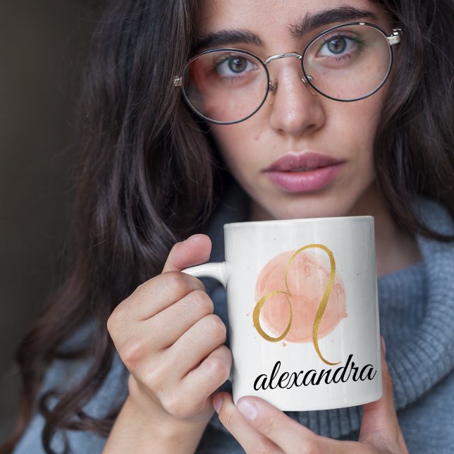 Taza De Café Personalizable Leo acuarela Zodiac Diseño Café (Subido por el creador)