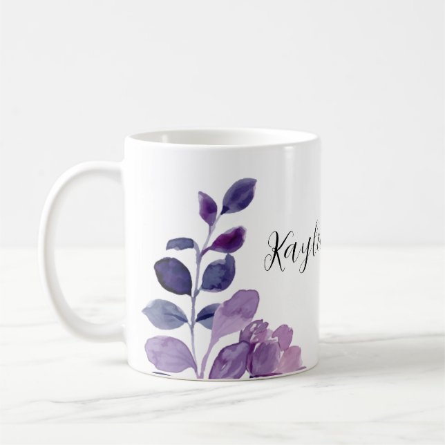 Taza De Café Personalizable Lilac Floral (Izquierda)