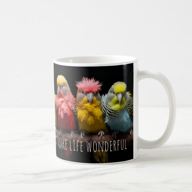 Taza De Café Personalizable lindo Budgerigar Coffee Mug (Derecha)