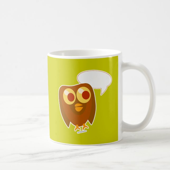 Taza De Café Personalizable lindo diciendo caricatura de búho (Derecha)