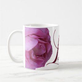 Taza De Café Personalizable Lizzie nombre bonito rosa rosa flor