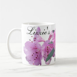 Taza De Café Personalizable Lizzie nombre flores rosas persona 