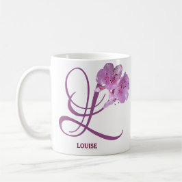 Taza De Café Personalizable Louise nombre monograma floral rosa