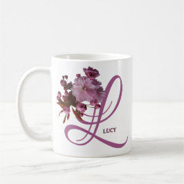 Taza De Café Personalizable Lucy llama flores rosa rosadas moda