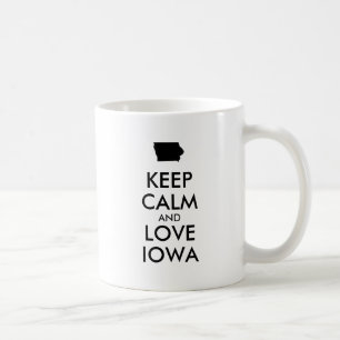 TAZA DE CAFÉ PERSONALIZABLE MANTENER CALMA Y AMAR A IOWA
