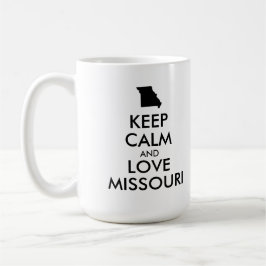 TAZA DE CAFÉ PERSONALIZABLE MANTENER CALMA Y AMAR A MISSOURI