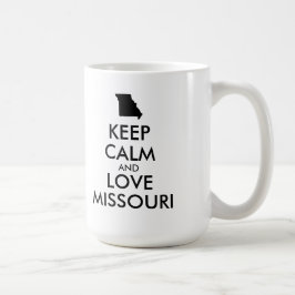 TAZA DE CAFÉ PERSONALIZABLE MANTENER CALMA Y AMAR A MISSOURI