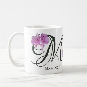 Taza De Café Personalizable Margaret nombre bonito chica floral