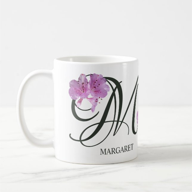 Taza De Café Personalizable Margaret nombre bonito chica floral (Izquierda)