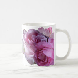 Taza De Café Personalizable Margaret nombre flores rosadas boho