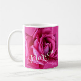 Taza De Café Personalizable Marion nombre bonito caliente rosa