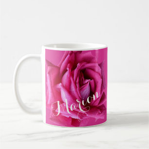 Taza De Café Personalizable Marion nombre bonito caliente rosa 