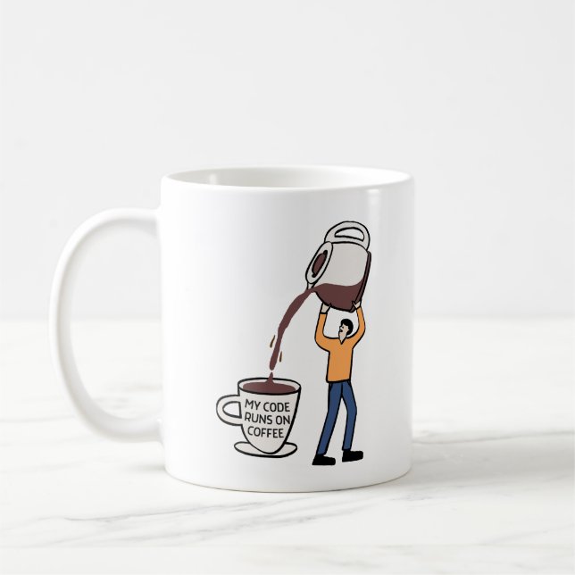 TAZA DE CAFÉ PERSONALIZABLE MI CÓDIGO SE CORRE EN CAFÉ (Izquierda)