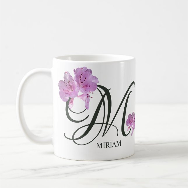Taza De Café Personalizable Miriam nombre bonito chica floral r (Izquierda)