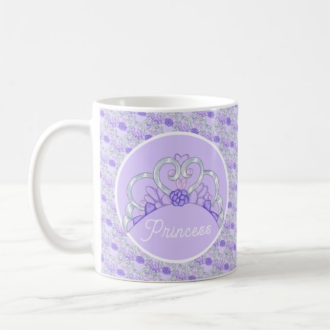 Taza De Café Personalizable morado y plata tiara Mug (Izquierda)