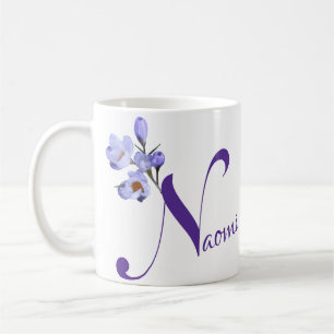 Taza De Café Personalizable Naomi nombre bonito mujer floral