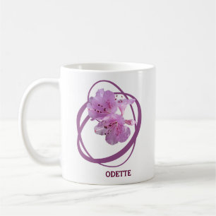 Taza De Café Personalizable Odette nombre monograma arte floral