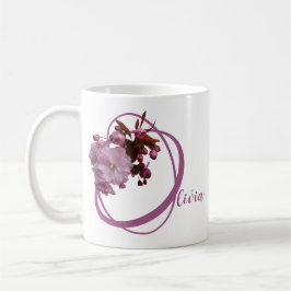 Taza De Café Personalizable Olivia nombre bonito rosa floral el