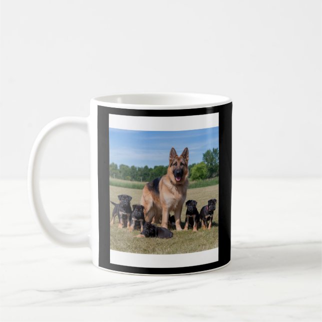 Taza De Café Personalizable Pastor Alemán con Cachorros Adorabl (Izquierda)